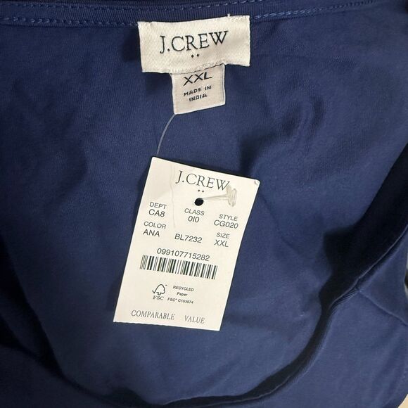J.CREW Cap-Sleeve Stretch Cotton-Blend Squareneck Tank Top XXL Navy Blue NWT B77 - Picture 7 of 7